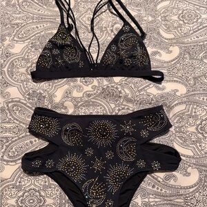 Beach Riot Black and Gold Bikini Set